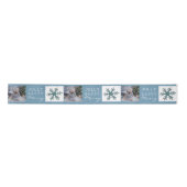 Cute Family Foto Blue Snowflake Kerstmis Lint (Voorkant)