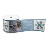 Cute Family Foto Blue Snowflake Kerstmis Lint (Spoel)