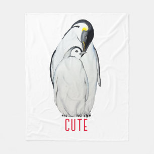 Cute family of emperor pinguins T-Shirt Fleece Deken