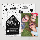 Cute Family Photo Moving Announding Kaarten (Voorkant / Achterkant)