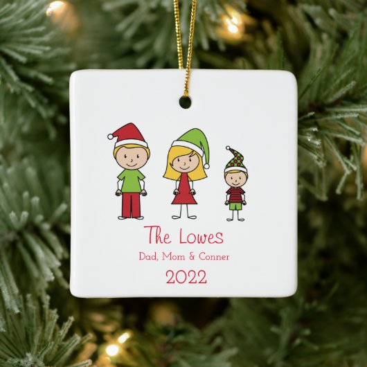 Cute Family van 3 Kerstmis Keramisch Ornament (Boom)