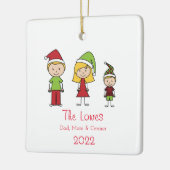 Cute Family van 3 Kerstmis Keramisch Ornament (Links)