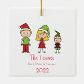 Cute Family van 3 Kerstmis Keramisch Ornament (Achterkant)