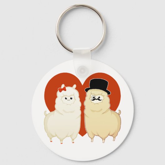 Cute Fancy Alpaca Couple Sleutelhanger (Voorkant)