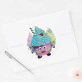 Cute Fantasy Creatur Cupcakes Illustrated Ronde Sticker (Envelop)