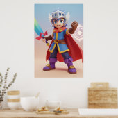 Cute Fantasy Hero Knight Art Poster (Cuisine)