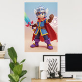 Cute Fantasy Hero Knight Art Poster (Bureau à domicile)
