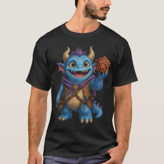 Cute Fantasy Monster met D20 Dobbelsteen T-Shirt