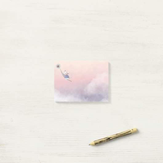 Cute Fantasy Waterverf Mouse Dandelion Flying Post-it® Notes (Op bureau)
