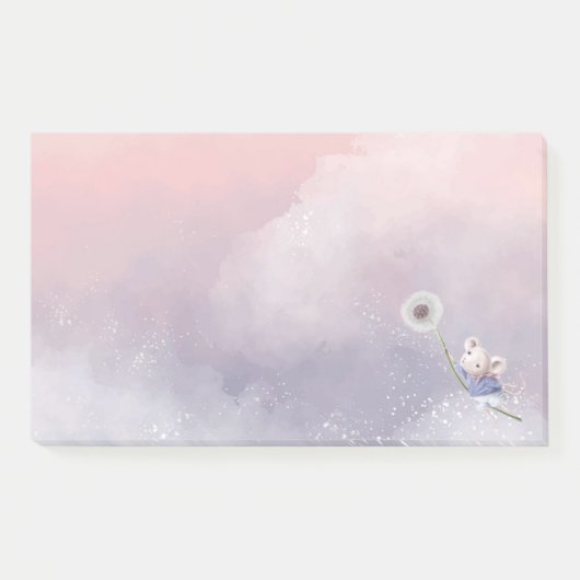 Cute Fantasy Waterverf Mouse Dandelion Flying Post-it® Notes (Voorkant)