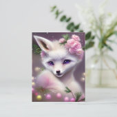Cute Fantasy White Fox Briefkaart (Staand voorkant)