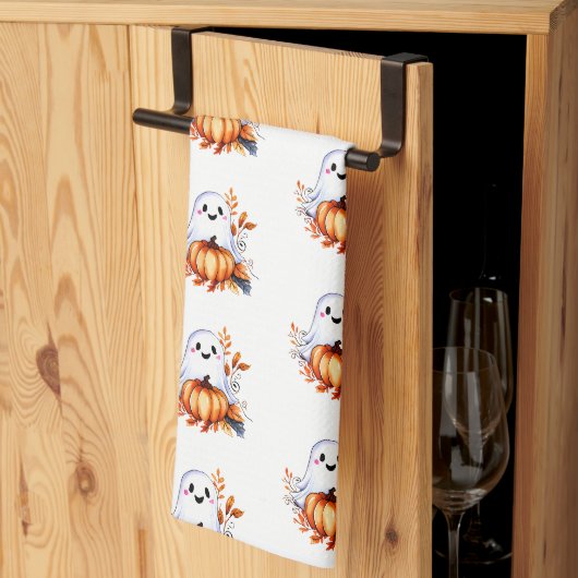 Cute Fantôme avec Citrouille Design Serviette de c (Pliage en tiers)