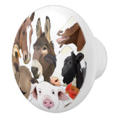 Cute Farm Animal Portrait  Keramische Knop (Rechts)