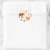 Cute Farm Animals Barn Pattern Ronde Sticker (Tas)