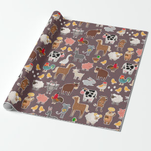 Cute Farm Animals Patroon Cadeaupapier