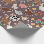 Cute Farm Animals Patroon Cadeaupapier (Hoek)