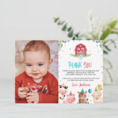 Cute Farm Animaux Anniversaire Photo Carte de reme (Debout devant)