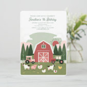 Cute Farm Animaux Barniard anniversaire Invitation (Debout devant)