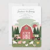 Cute Farm Animaux Barniard anniversaire Invitation (Devant)