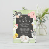 Cute Farm Animaux Douche Invitation (Debout devant)