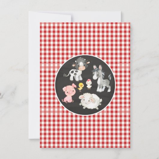 Cute Farm Animaux Douche Invitation (Dos)