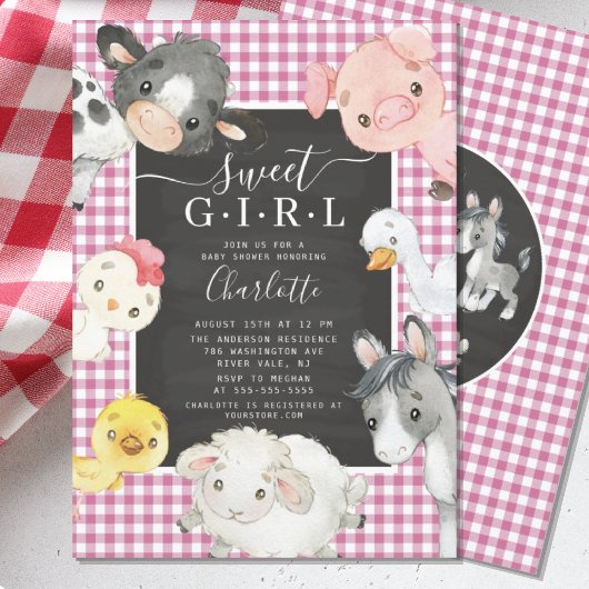 Cute Farm Animaux Douche Invitation