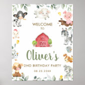 Cute Farm Animaux Verdure Anniversaire Affiche de  (Devant)