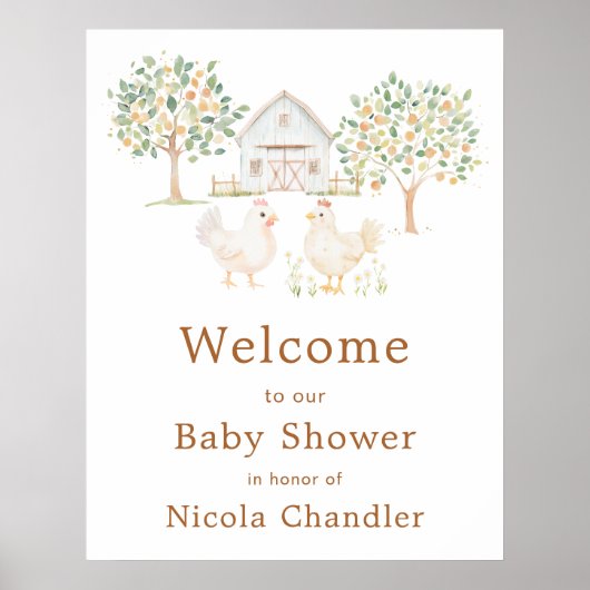 Cute Farm Barn Baby Shower Welcome Poster (Voorkant)