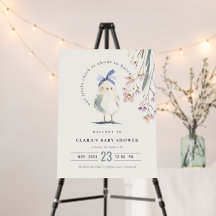 Cute Farm Chick Floral Baby Shower Welcome
