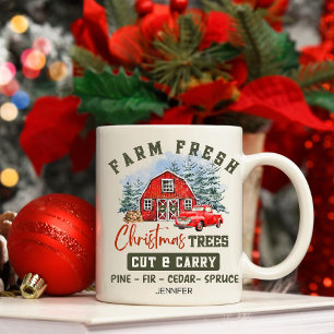Cute Farm Fraîches Arbres de Noël Café Mug