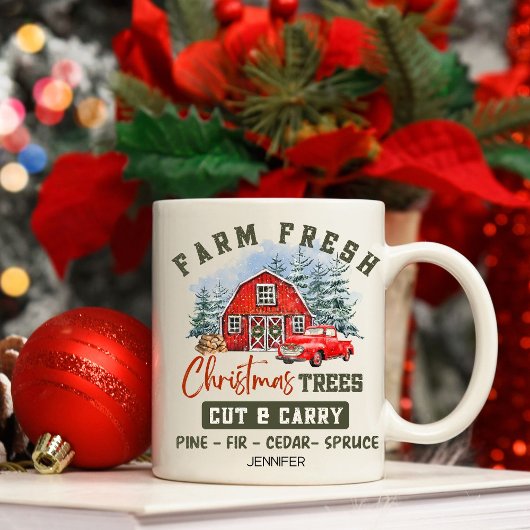 Cute Farm Fraîches Arbres de Noël Café Mug