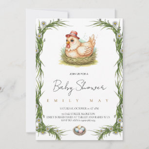 Cute Farm Kippen Baby Shower Kaart