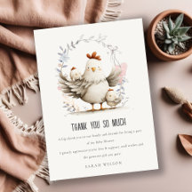 Cute Farm Mum and Baby Chick Floral Baby Shower