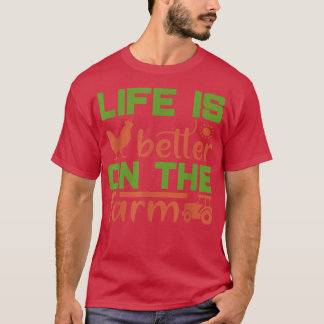 Cute Farmer Crazy Chicken Lady Koe Horse Country L T-shirt