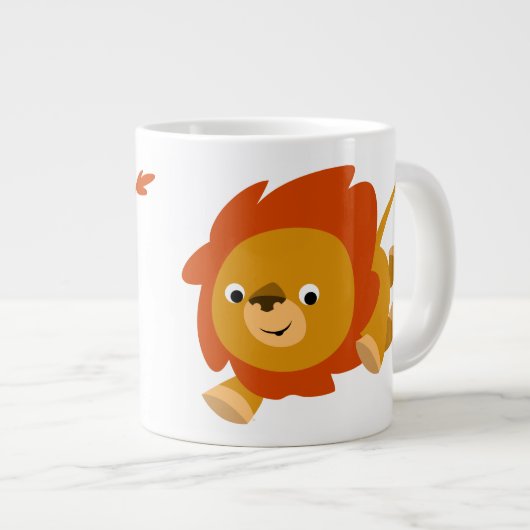 Cute Fast Cartoon Lion Jumbo Mok (Voorkant rechts)