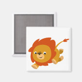 Cute Fast Cartoon Lion Magnet Magneet (Voorkant / Achterkant)