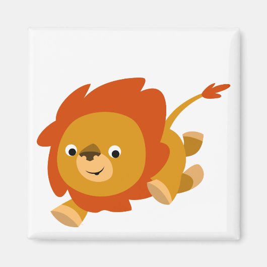 Cute Fast Cartoon Lion Magnet Magneet (Voorkant)