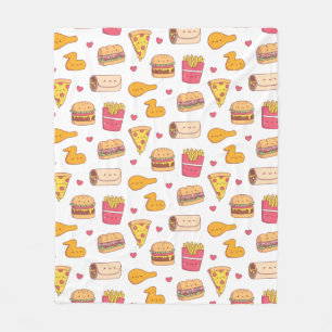 Cute Fast Food Doodles Pattern Fleece Deken