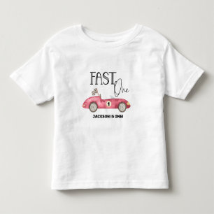 Cute FAST ONE Rode Race auto 1e verjaardag Kinder Shirts
