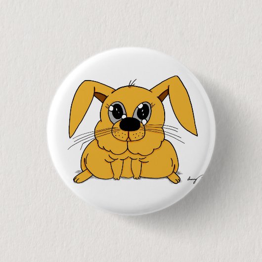 Cute Fat Bunny Round Button (Voorkant)