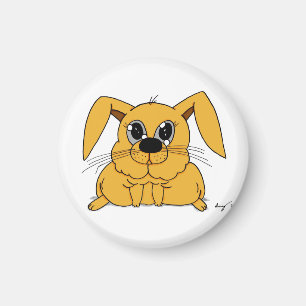 Cute Fat Bunny Round Magnet Magneet