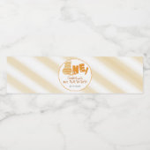 Cute Fat Orange Cat 1st Birthday Waterfles Etiket (Enkel label)