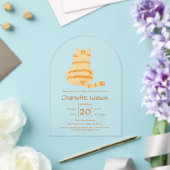 Cute Fat Orange Cat Baby Shower Acrylic Invitation (Insitu (Mariage))