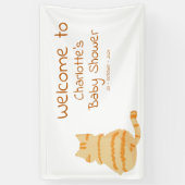 Cute Fat Orange Cat Baby Shower Welcome Banner (Verticaal)