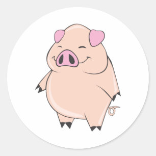 Cute Fat Pig Ronde Sticker