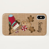 Cute faux burlap Country mose add name Case-Mate iPhone Case (Achterkant (horizontaal))