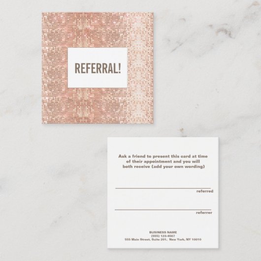 Cute Faux Rose Gold Sequin Beauté Salon Référence (Devant / Derrière)