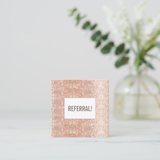 Cute Faux Rose Gold Sequin Beauté Salon Référence (Debout devant)