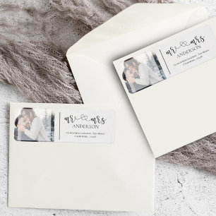 Cute Faux Vellum Mijnheer En Mevrouw Zwart Wit Fot Etiket