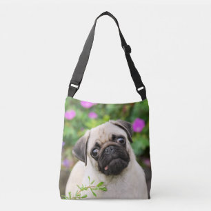 Cute Fawn Colored Pug Puppy Dog Face Pet Photo - Crossbody Tas